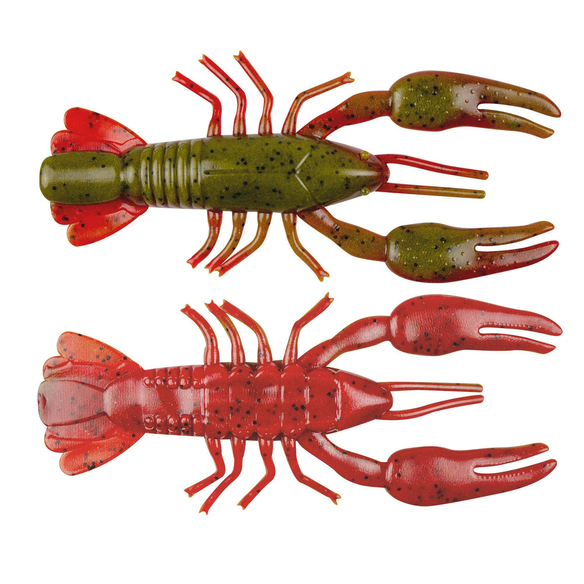 Yum Ned Craw in green pumpkin red stands up, mimicking a crawfish for natural action