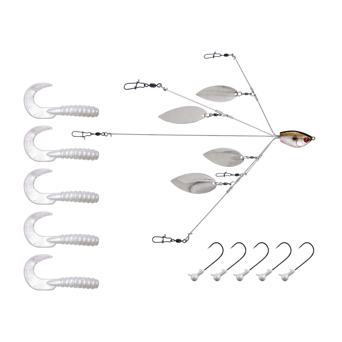 Yum Lures Yumbrella Ultralight 5-wire White front view, baitfish illusion for bass