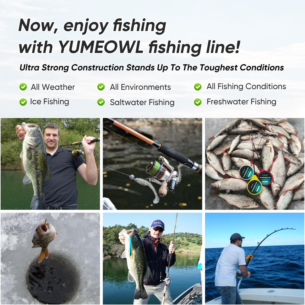 YUMEOWL thinner braided line yellow 1093 yards spool for bulk fishing trips.