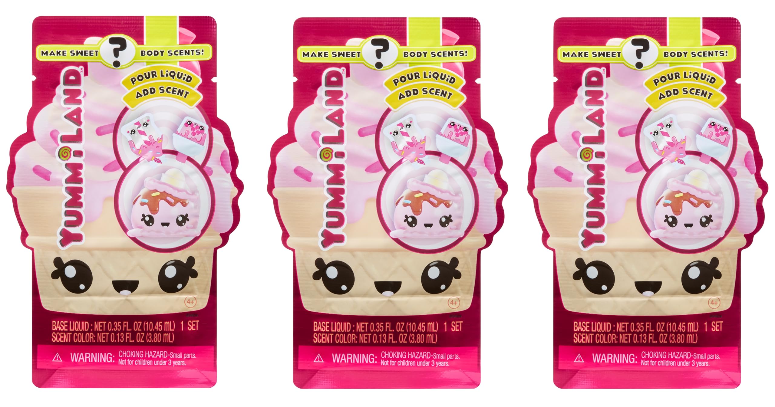 Yummiland Num Noms Body Scent 3-pack shown as a three-bottle set for daily fragrance moments.