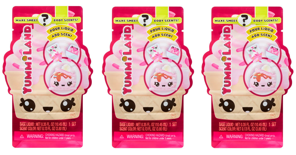 Yummiland Num Noms Body Scent 3-pack shown as a three-bottle set for daily fragrance moments.