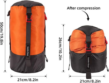 Rolled-flat compression sack demonstrating space-saving capability.