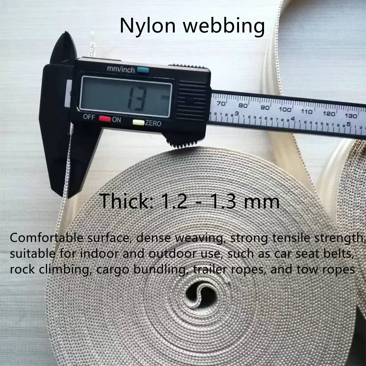 YunYunStrap 50mm khaki webbing 20-yard length for secure cargo.