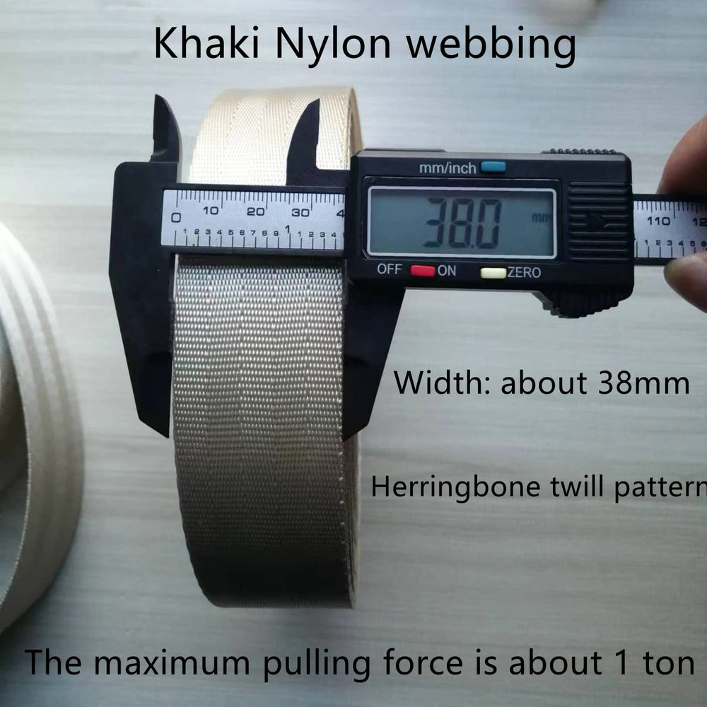 YunYunStrap 50mm khaki webbing 5-yard roll for heavy-duty lashing.