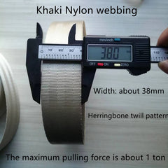 YunYunStrap 50mm khaki webbing 5-yard roll for heavy-duty lashing.