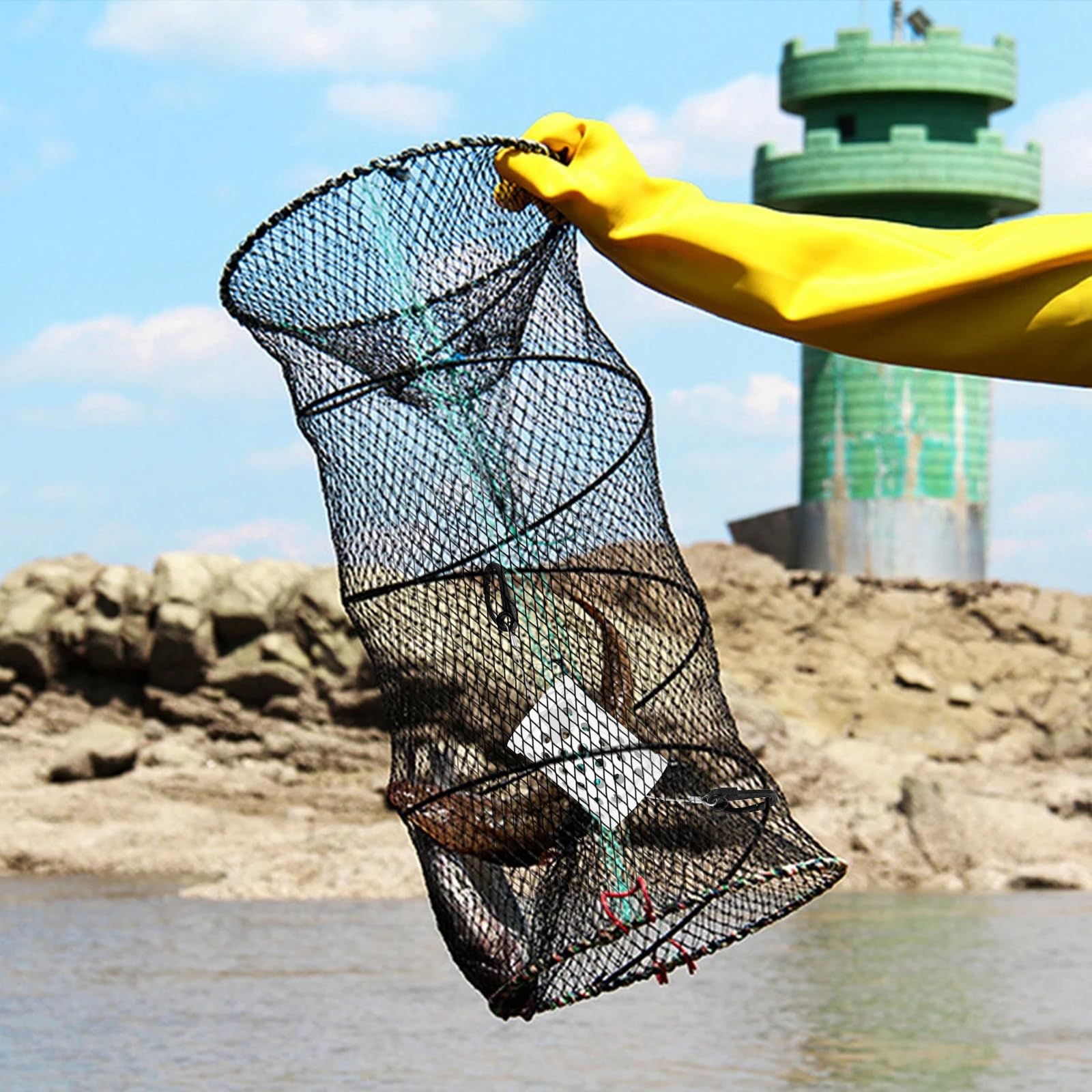 Yuqutum seal-proof bait cage durable PVC construction resists saltwater wear.