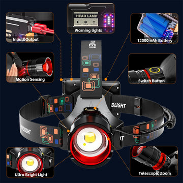 YUSEUB headlamp back warning lights enhance nighttime safety