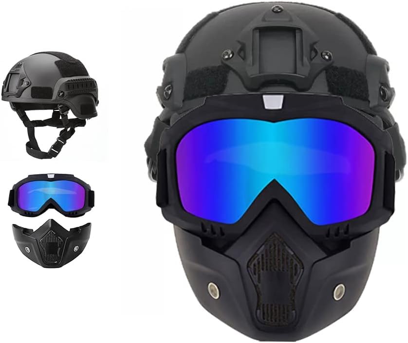 Yuxcnhaw airsoft helmet front view with panoramic visor for CS games and outdoor play.