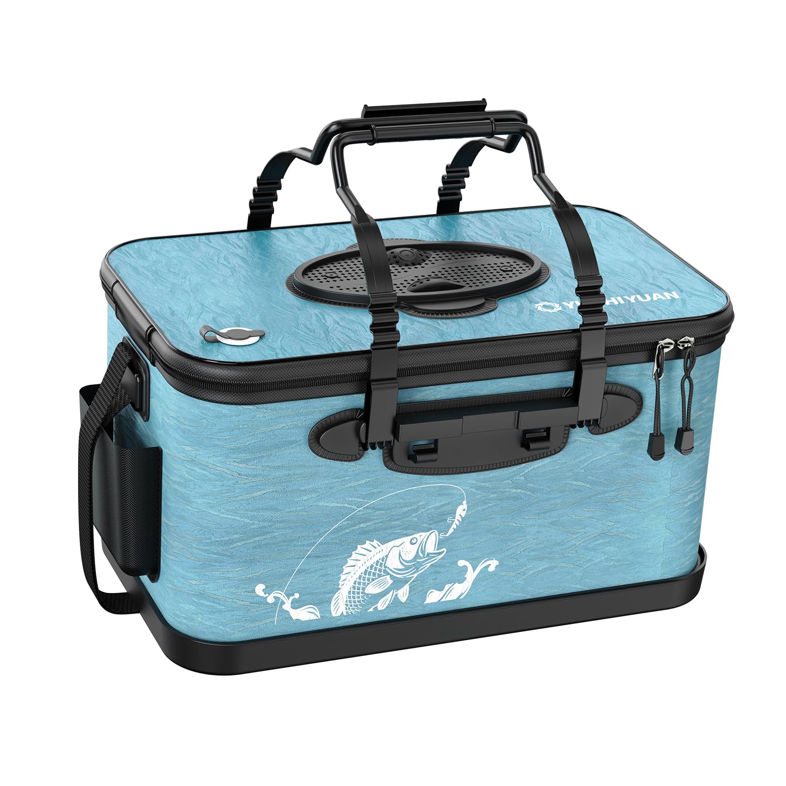 Yuzhiyuan folding fishing bucket 8 gallon blue ready for transport