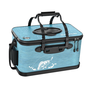 Yuzhiyuan folding fishing bucket 8 gallon blue ready for transport