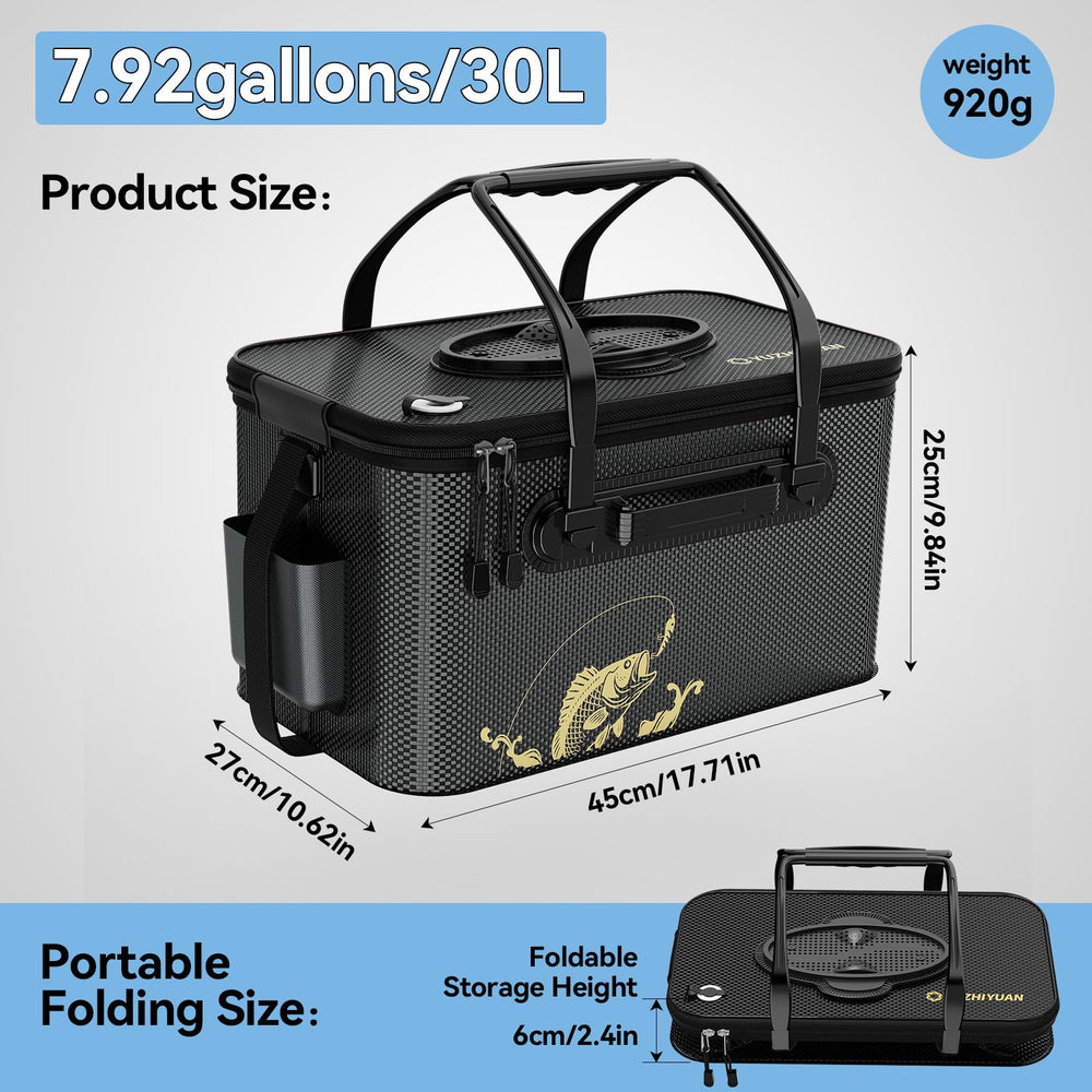 Yuzhiyuan foldable fishing bucket assembled ready to hold bait or live fish