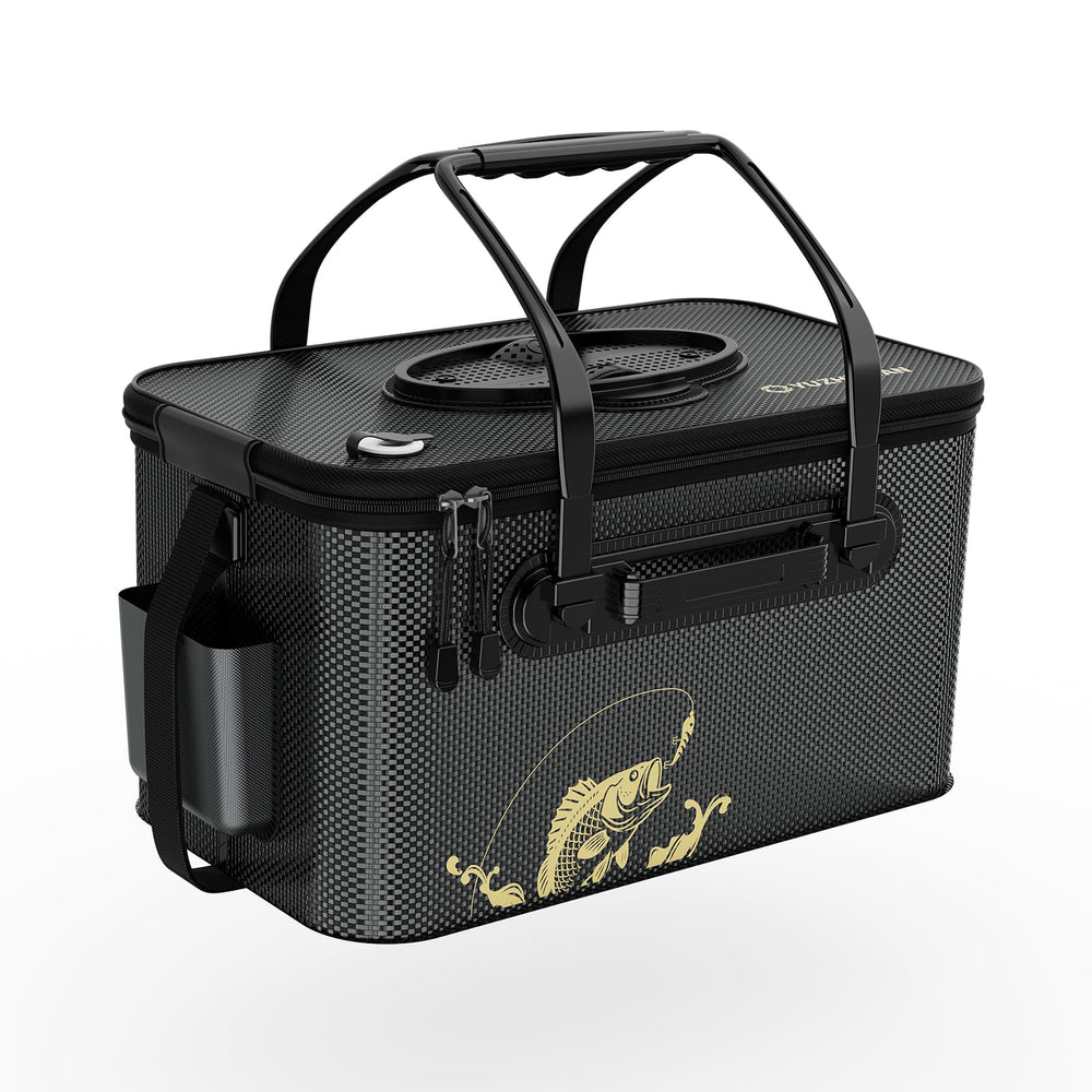 Yuzhiyuan foldable fishing bucket folded for compact storage during travel
