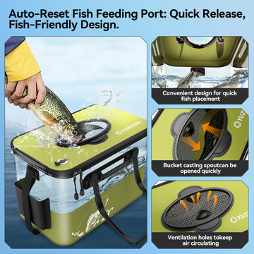 Yuzhiyuan green camping foldable bucket, easy to carry on outdoor trips