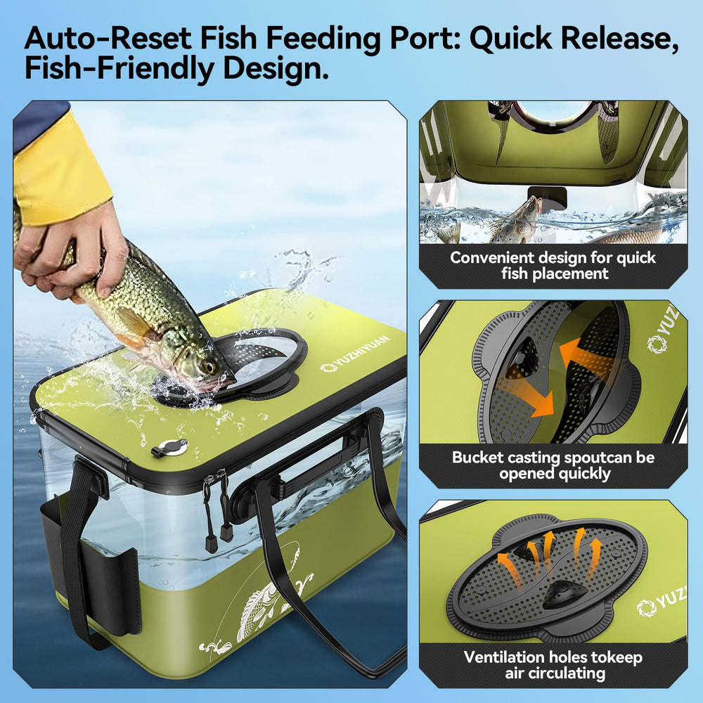 Yuzhiyuan green camping foldable bucket, easy to carry on outdoor trips