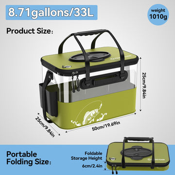 Yuzhiyuan fishing bucket green open, ready to hold bait or water