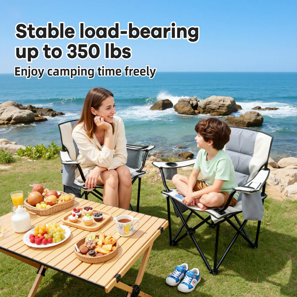 yuzhiyuan heavy duty camping chair 350lb capacity ensures sturdy seating on varied terrains