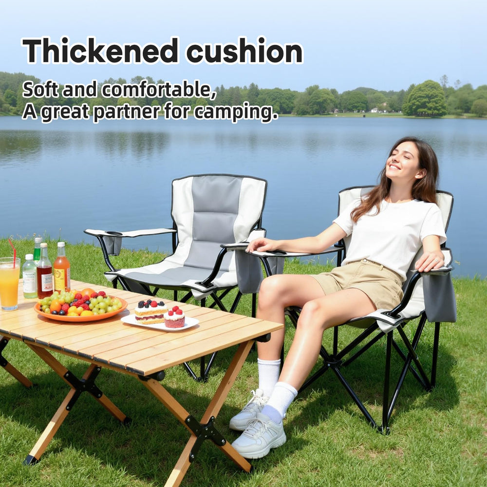 yuzhiyuan heavy duty camping chair built-in cooler bag keeps drinks cold on hot days