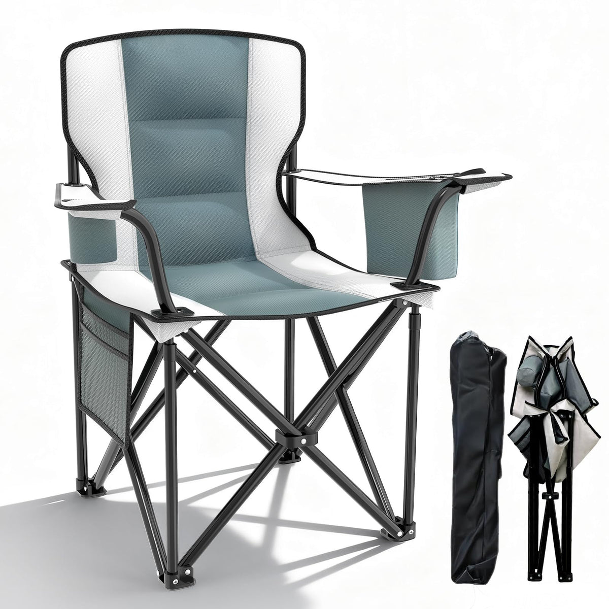 yuzhiyuan heavy duty camping chair front view shows durable Oxford fabric for long outdoor sessions