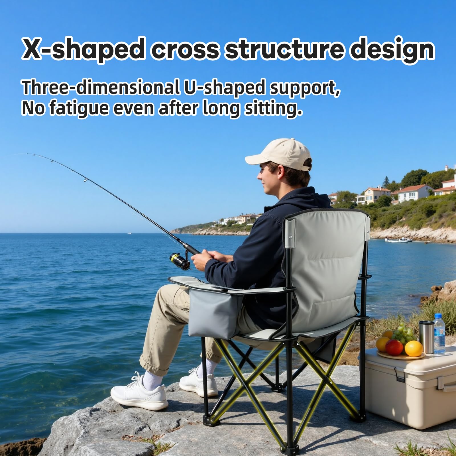yuzhiyuan heavy duty camping chair non-slip feet resist sinking on grass or sand