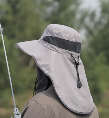 Unisex light gray sun hat worn outdoors