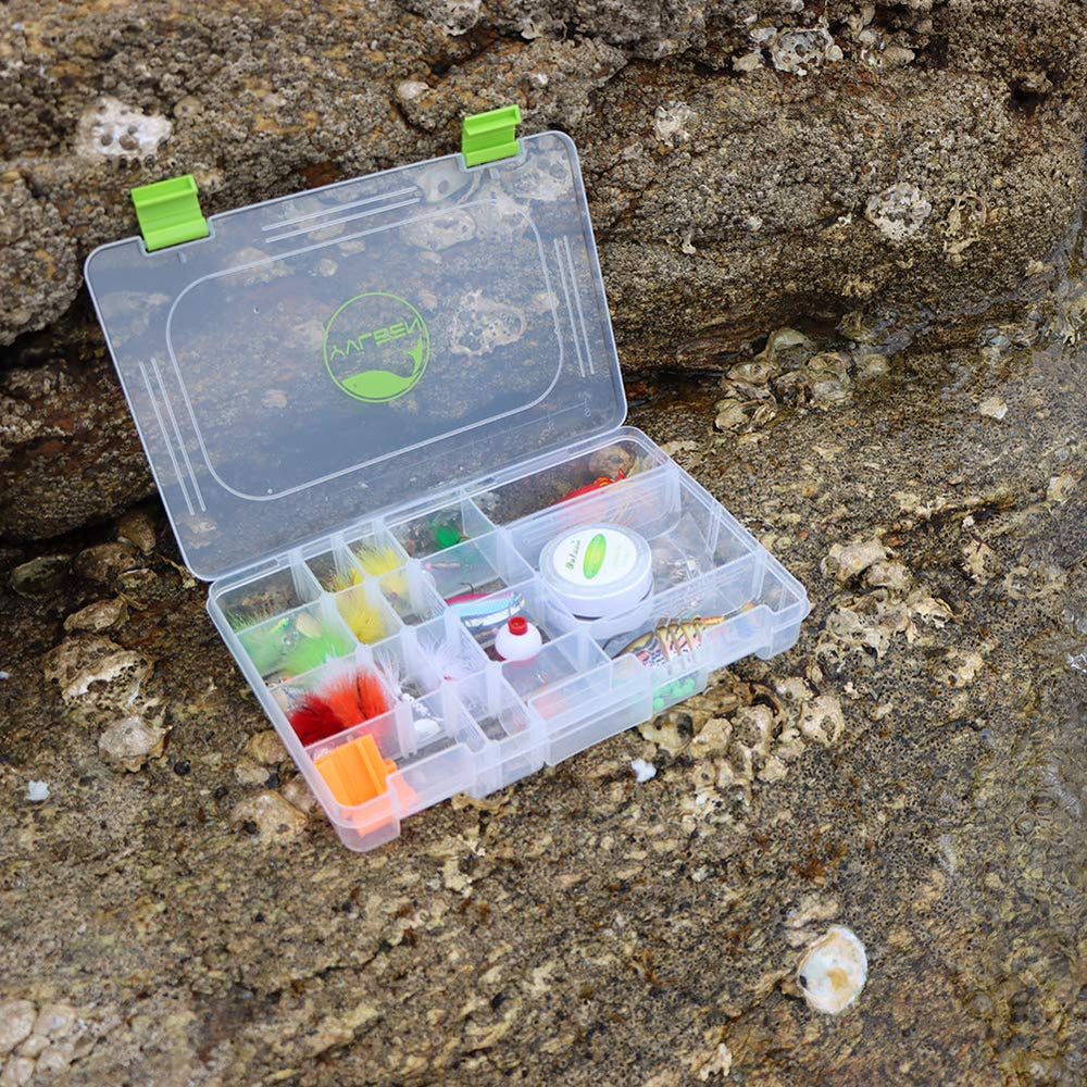 Close-up of sturdy latches on YVLEEN tackle box