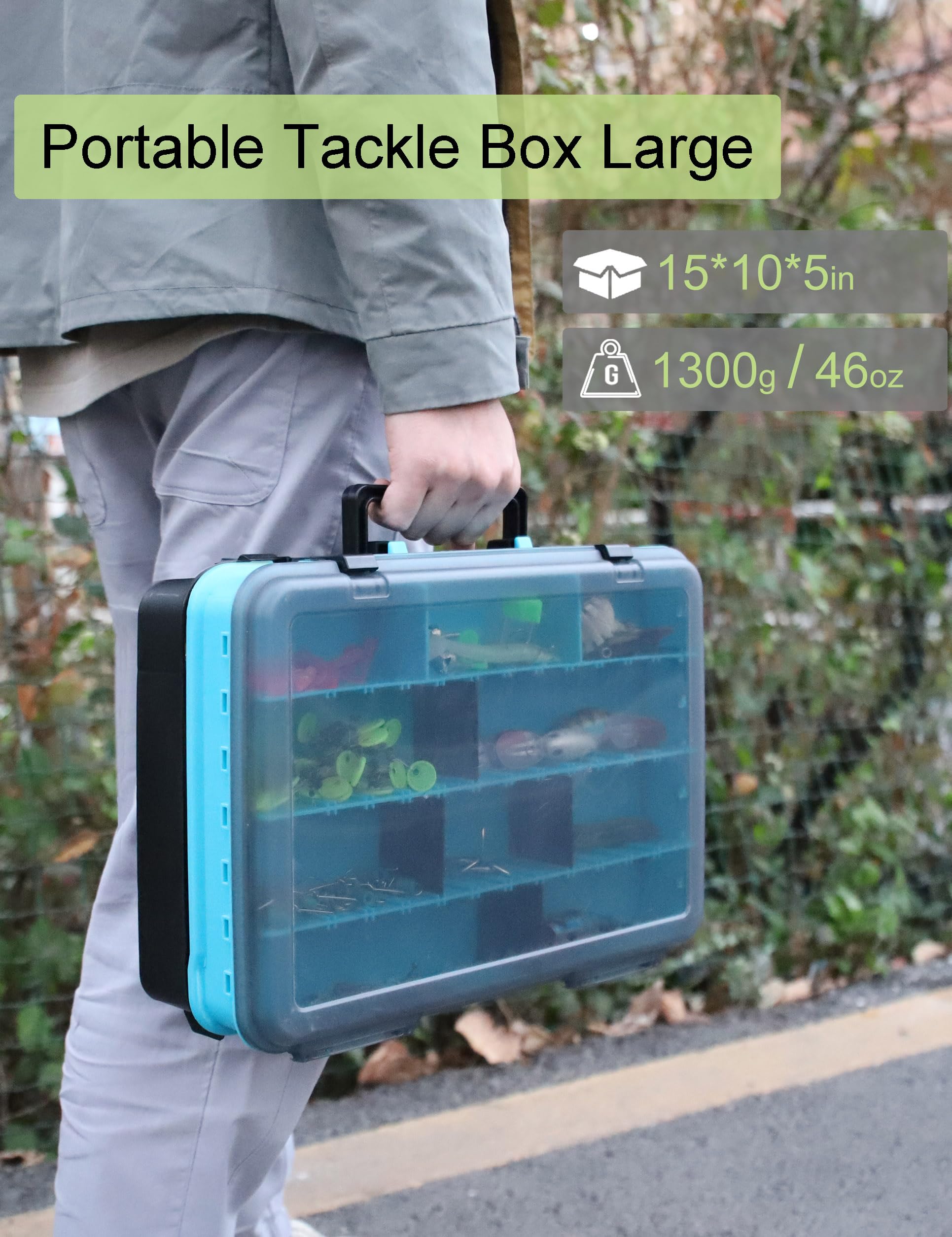 Tackle box with removable dividers and adjustable compartments