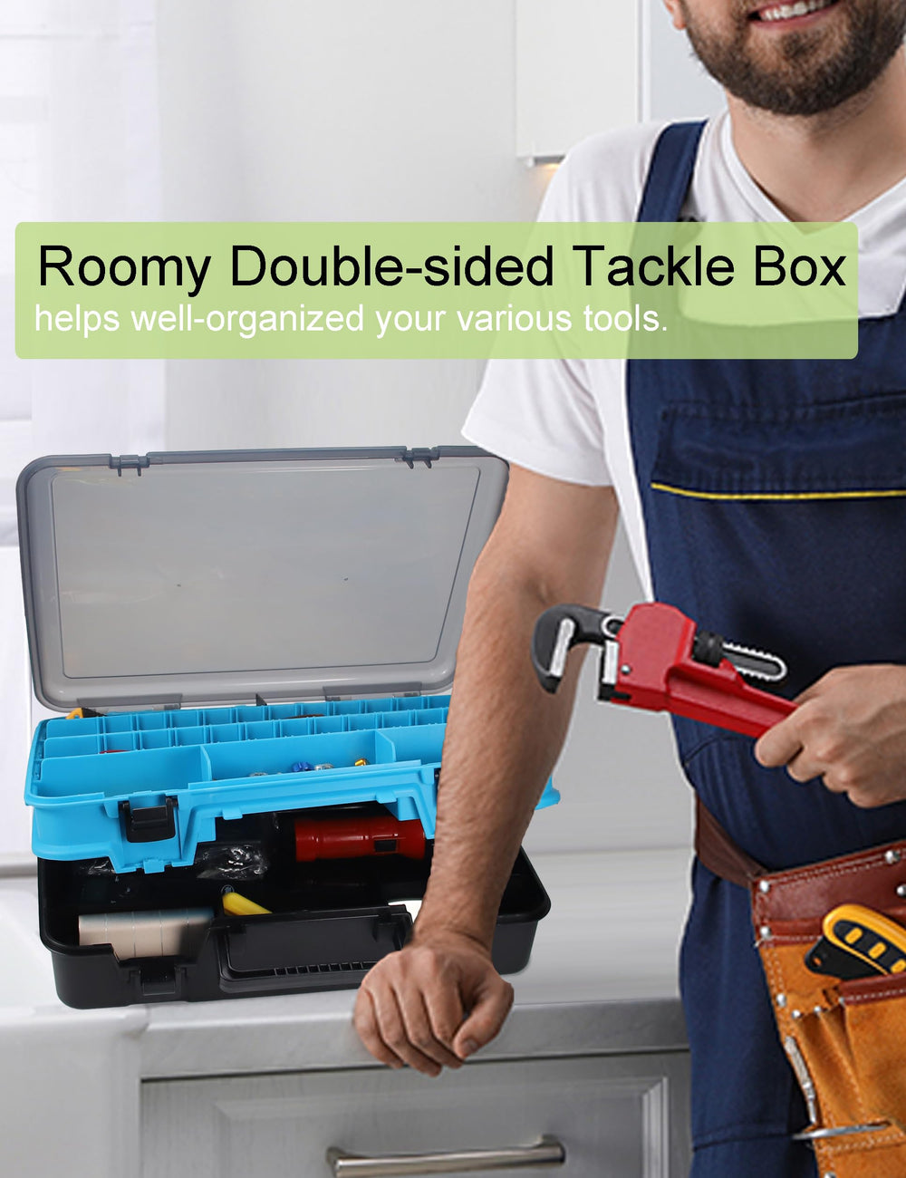 Anti-slip handle for portable fishing tackle box