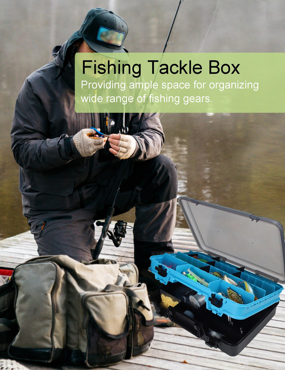 Transparent lid for easy locating lures and tackle