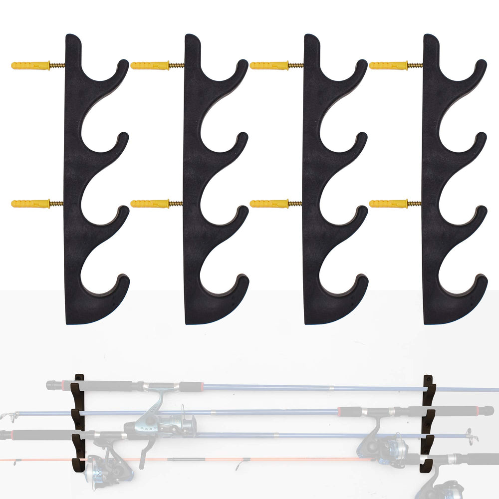YYST horizontal fishing rod storage rack mounted on wall holding eight rods