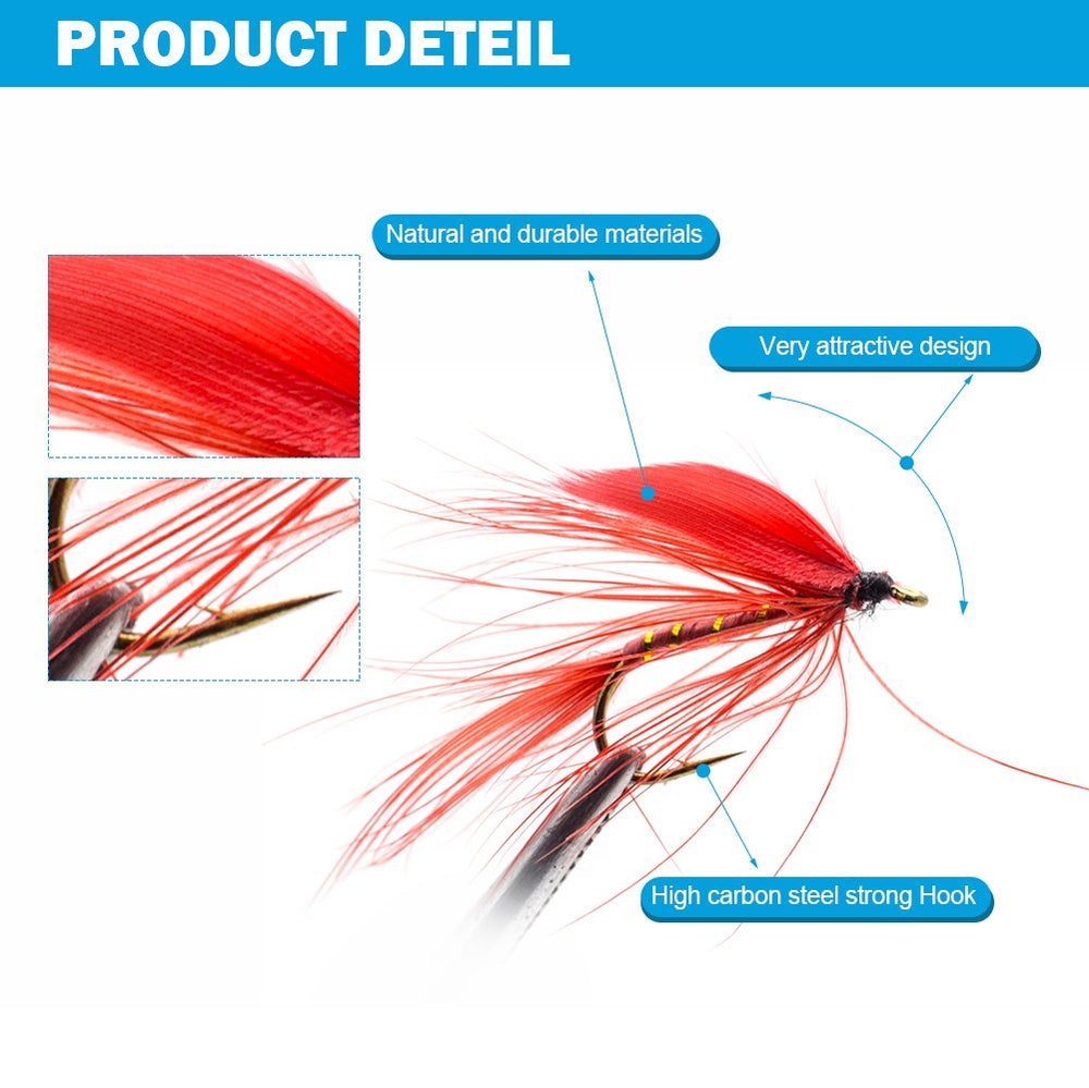 YZD Best Selection Flies Pattern Closeup shows varied colors and hackles for selective fishing