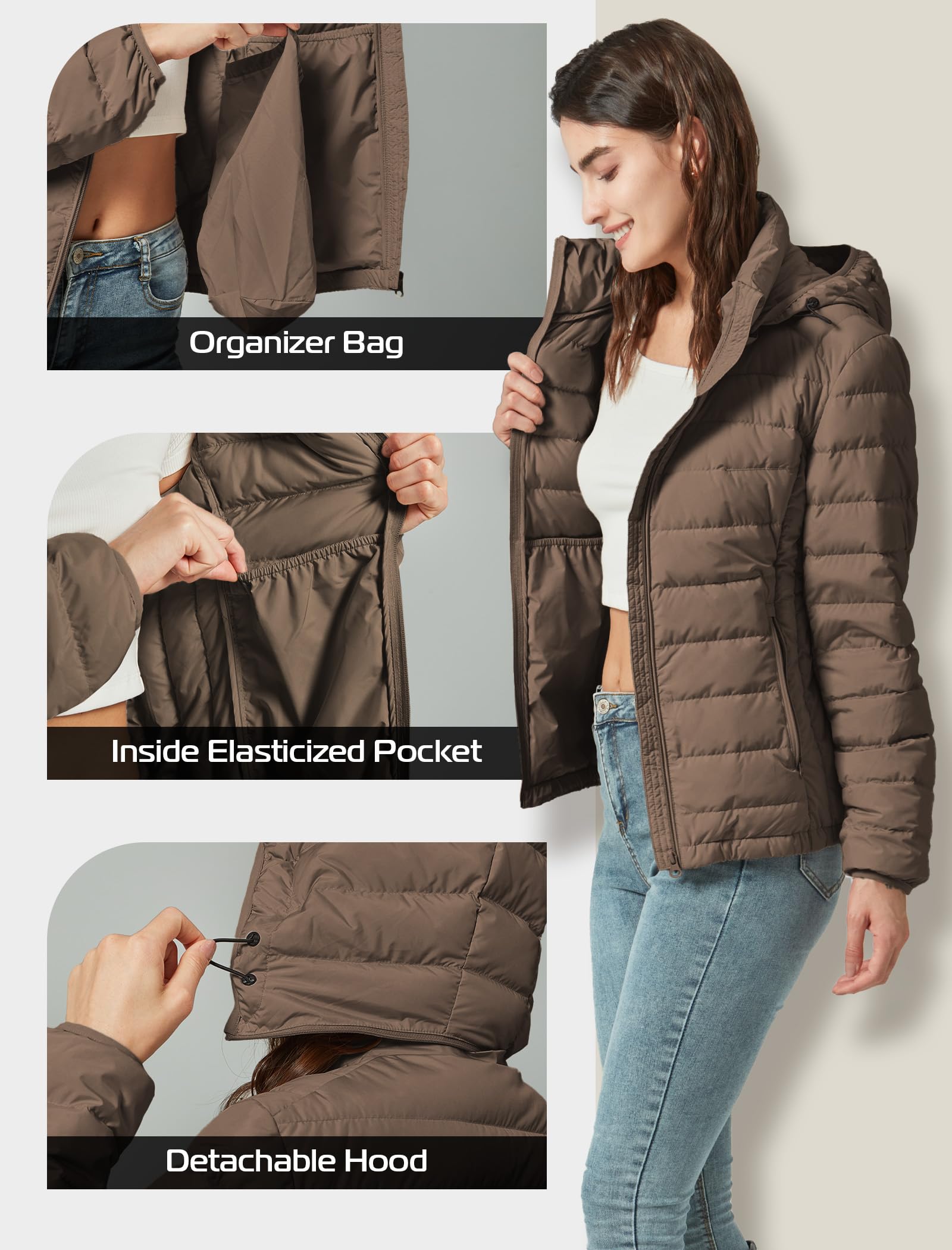 YZG women's down jacket hood detached for versatile styling