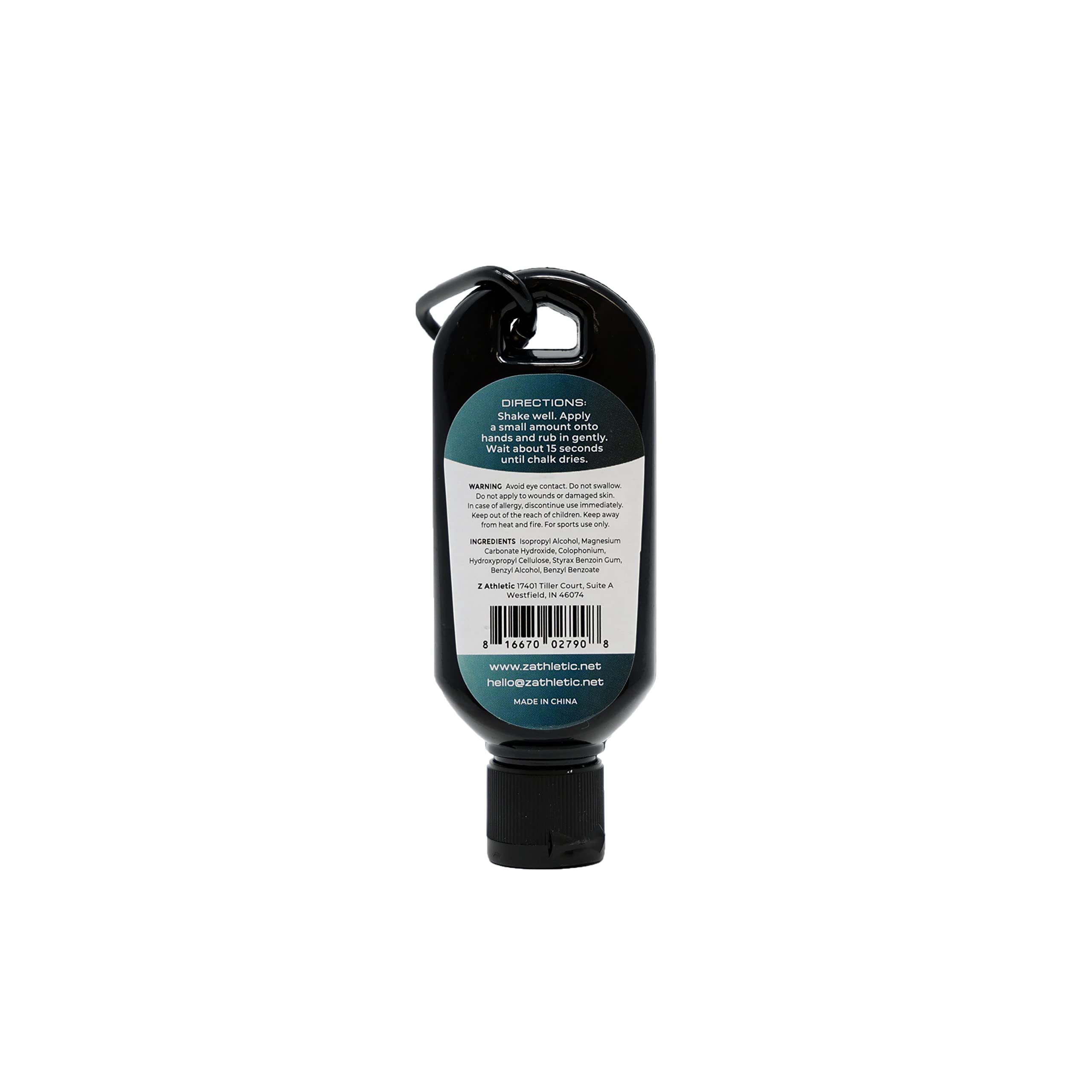 Z Athletic Liquid Chalk hand dry-down after use provides reliable grip for climbing and lifting.
