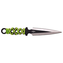 Green cord-wrapped stainless steel handles on the Z Hunter knives