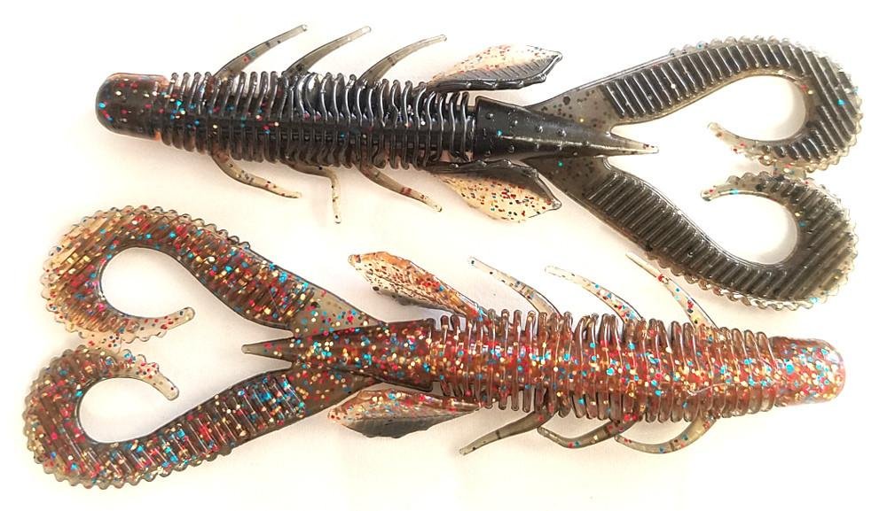Z-MAN Boar Hog 4in ribbed body with twin tails enhances trailer action for bass