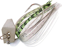 Z-Man CB12-72 Greenback ChatterBait blade close-up showing hex blade flash for bass