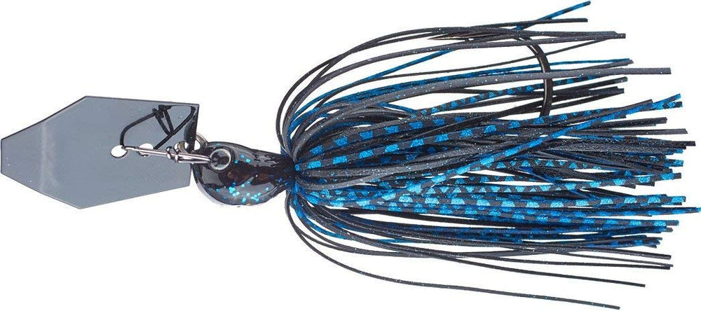 Z-Man ChatterBait Jack Hammer lure in black/blue delivering strong vibrations for bass fishing
