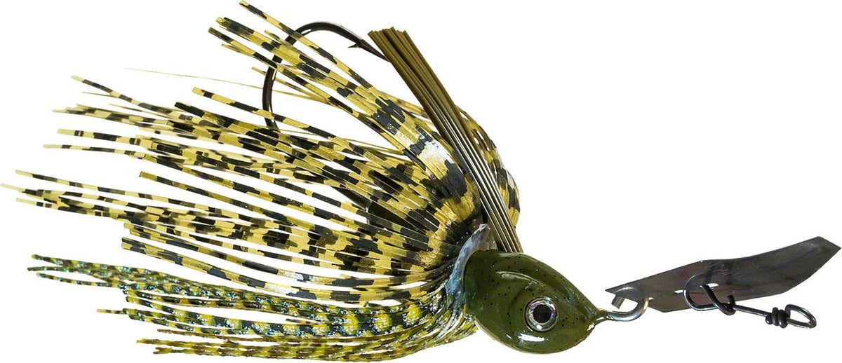 Z-Man CBW-PZ12-10 weedless ChatterBait in dark green pumpkin for snag-resistant bass fishing