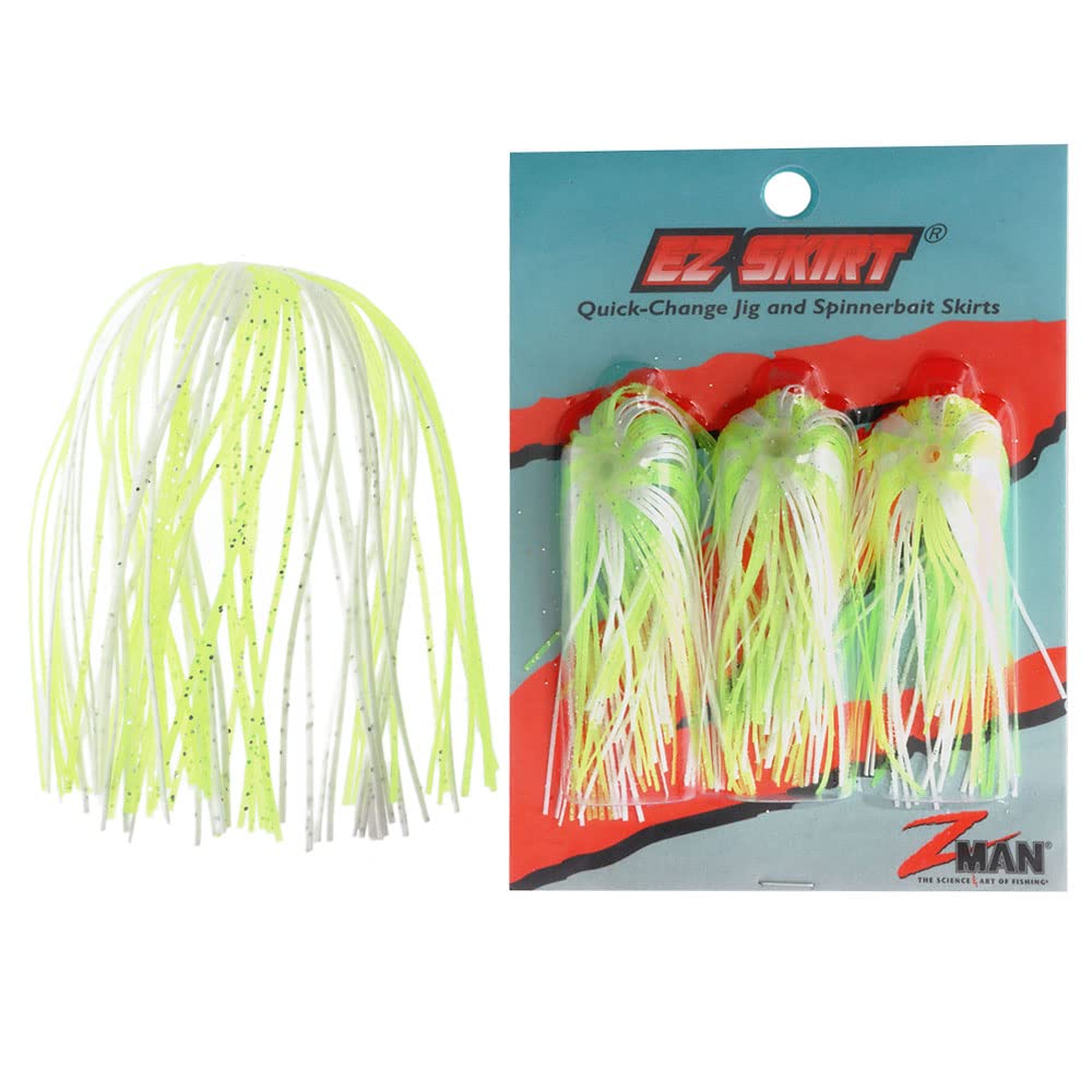 Z-Man Chatter Bait EZ skirt chartreuse-silver enhances lifelike jig action