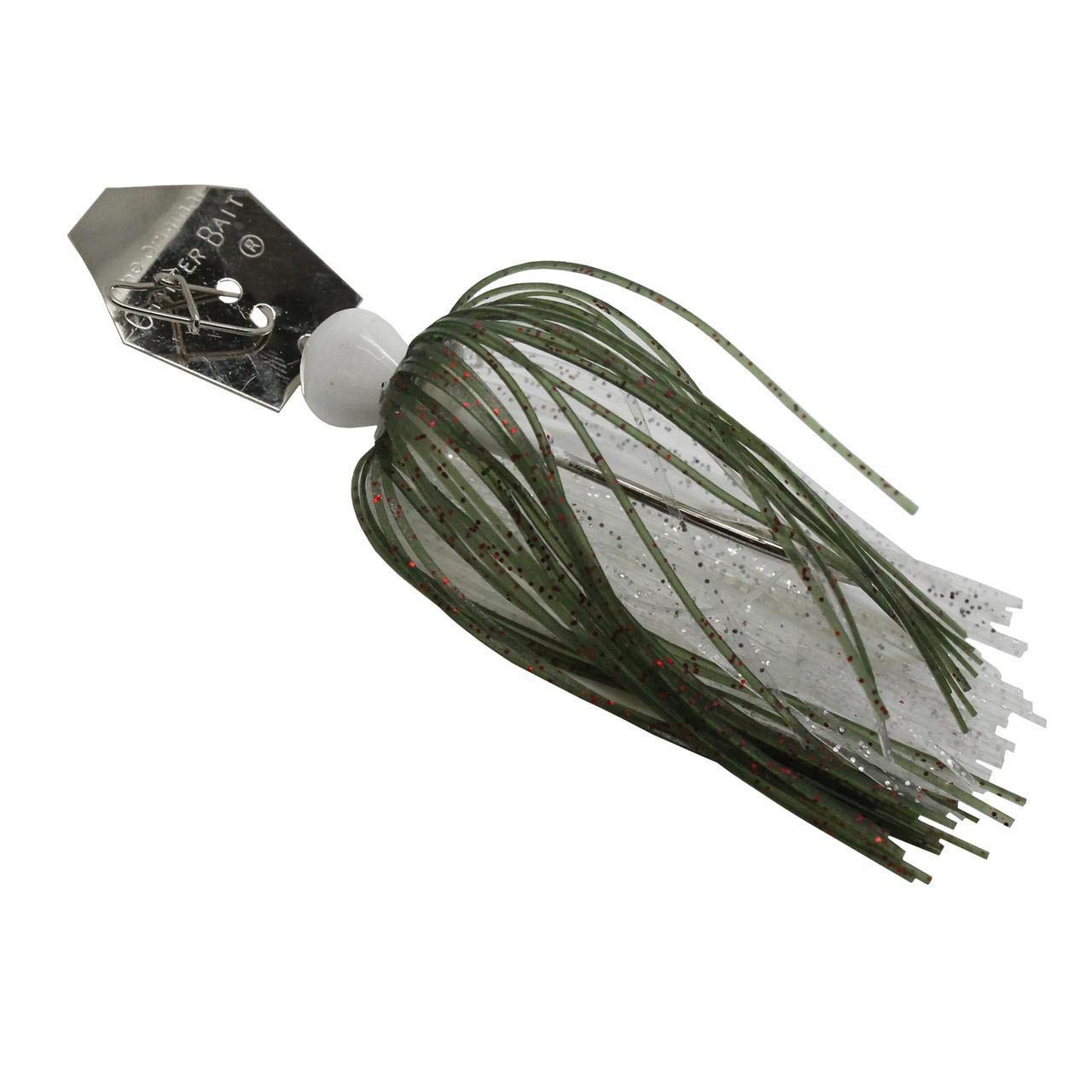 Z-Man Chatter Bait Redbone side-view showing flash and wobble to attract bass.