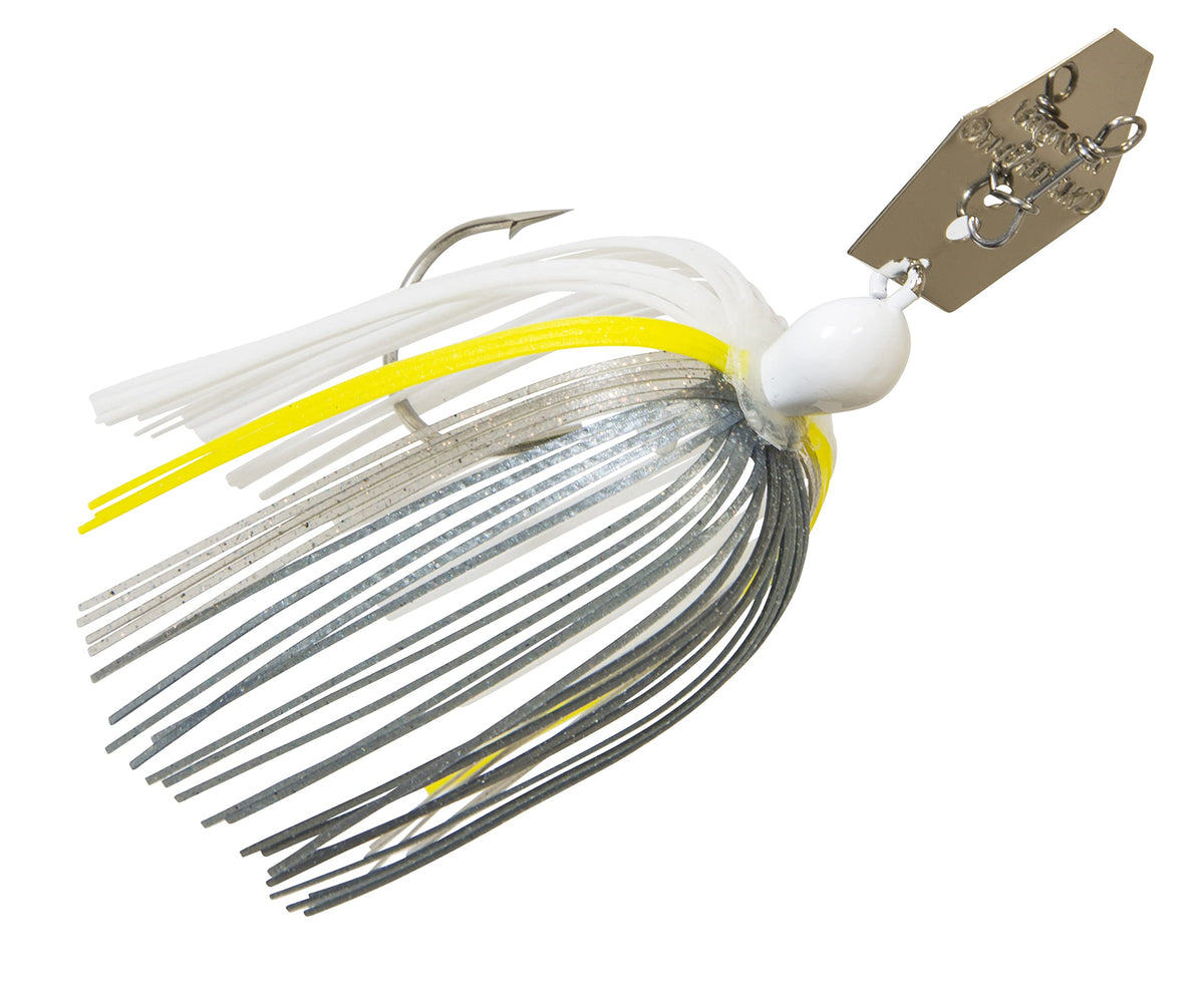 Z-MAN ChatterBait hex blade close-up showing high vibration for bass fishing
