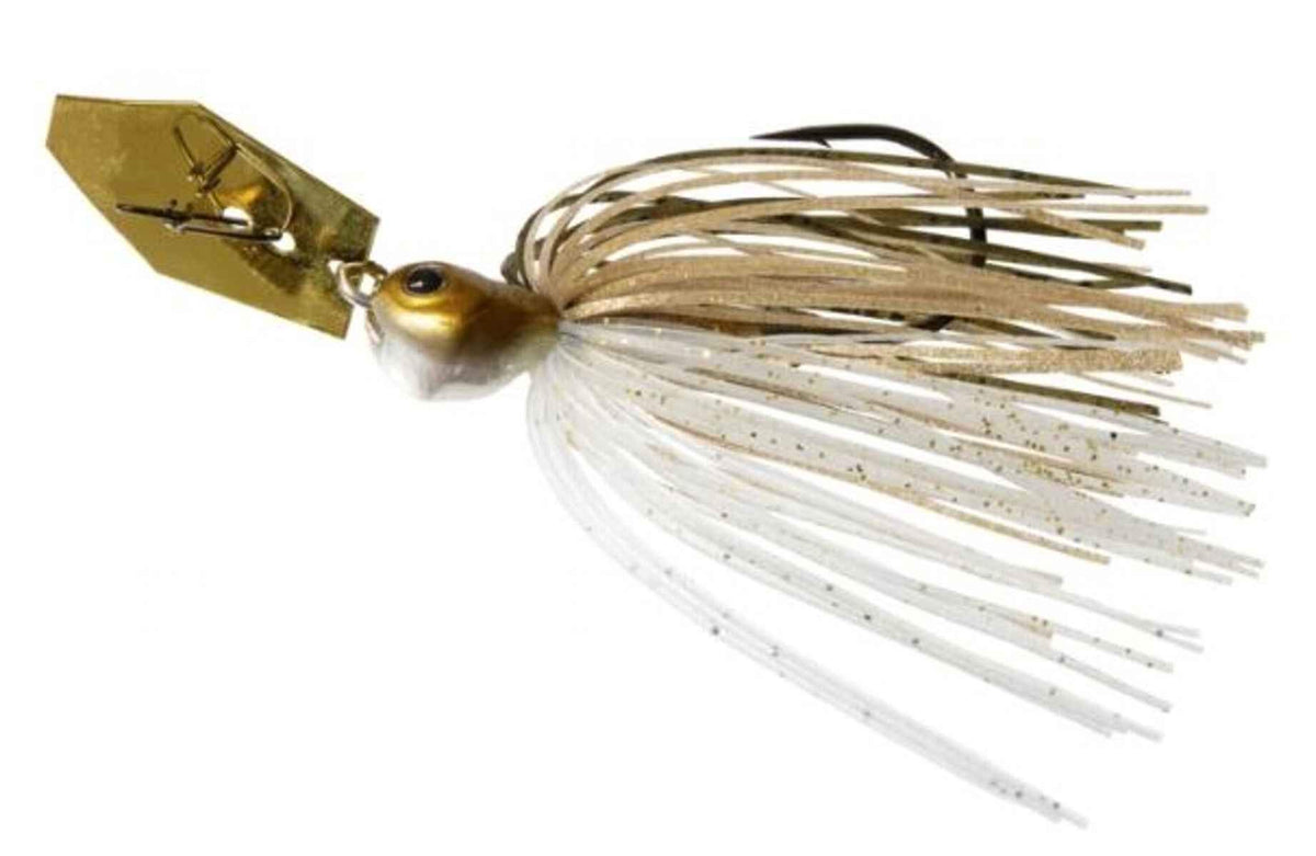 Z-MAN ChatterBait Jack Hammer 3/8oz Golden Shiner head-and-blade action that attracts bites.