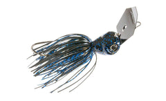 Z-Man Chatterbait Jack Hammer black/blue blade jig offers lifelike flash to attract game fish.