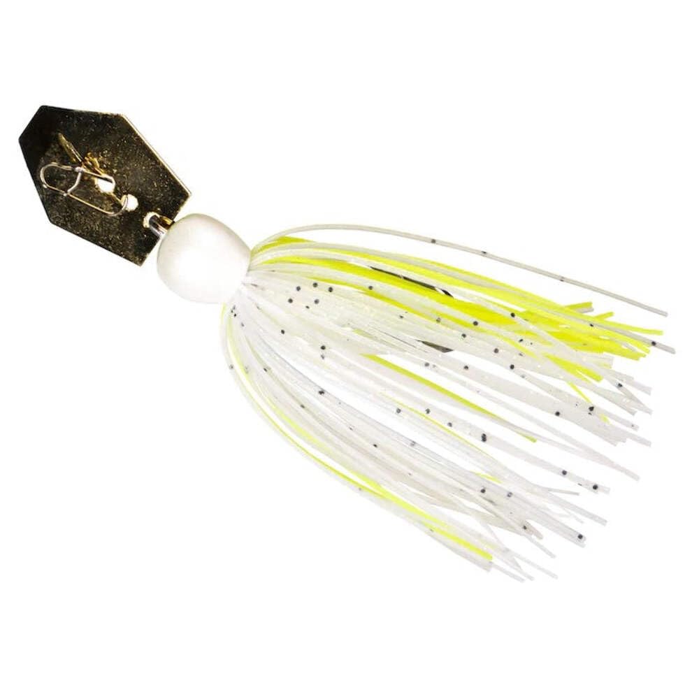 Z-MAN ChatterBait MiniMax chartreuse head close-up for subtle vibration finesse