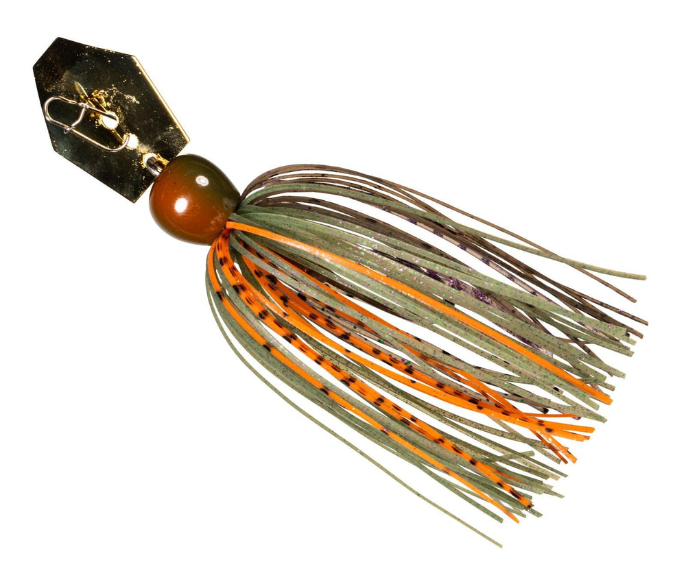Z-Man ChatterBait Mini Max blade close-up showing direct head-to-blade connection for consistent action