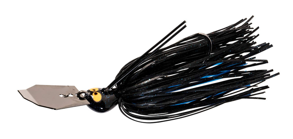 Z-Man CrossEyeZ ChatterBait close-up of blade and eyes for vibration and snag resistance.