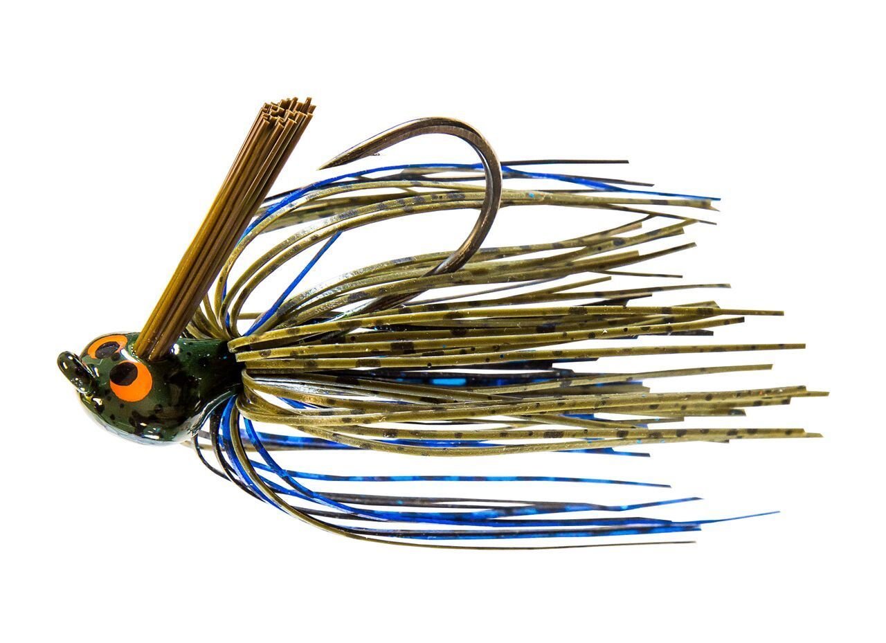 Z-Man CrossEyeZ flipping jig in bruised green pumpkin for tight, cover-friendly bites.