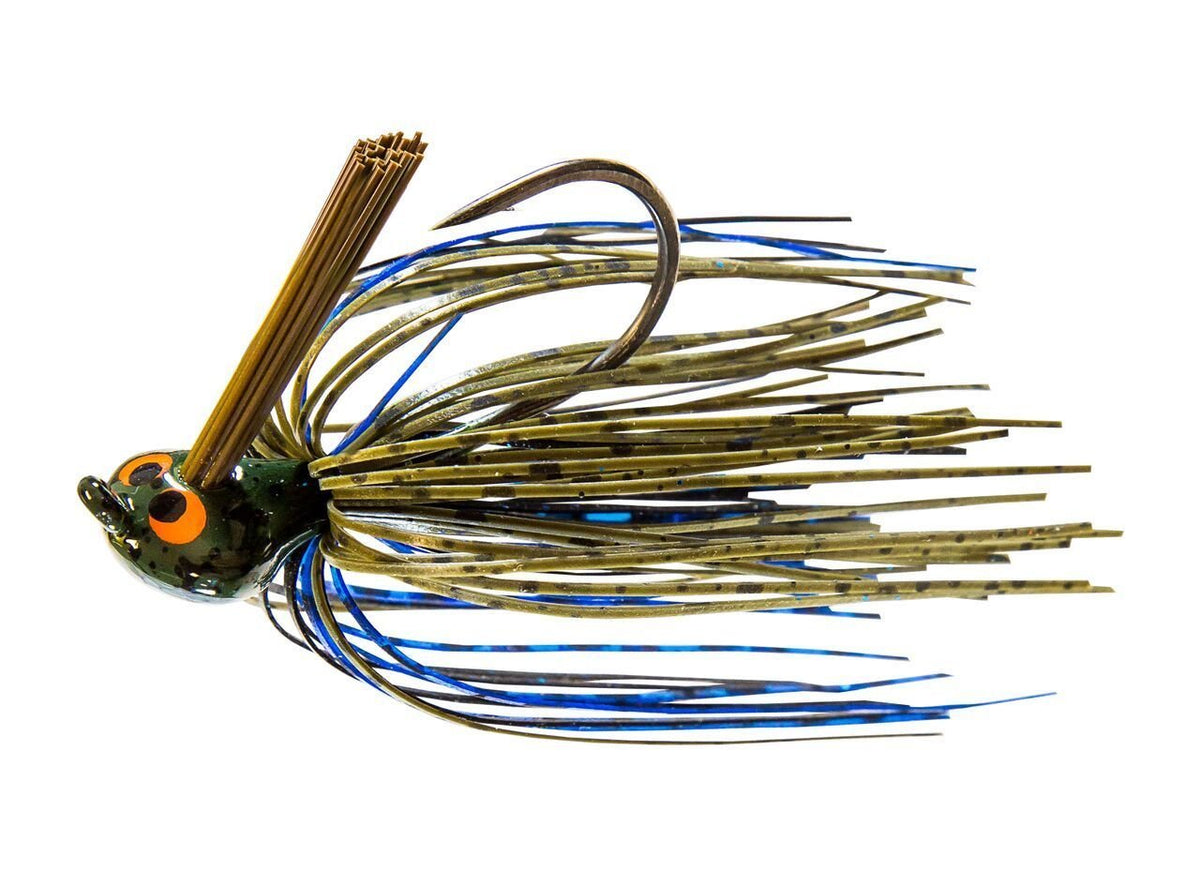 Z-Man CrossEyeZ flipping jig in bruised green pumpkin for tight, cover-friendly bites.