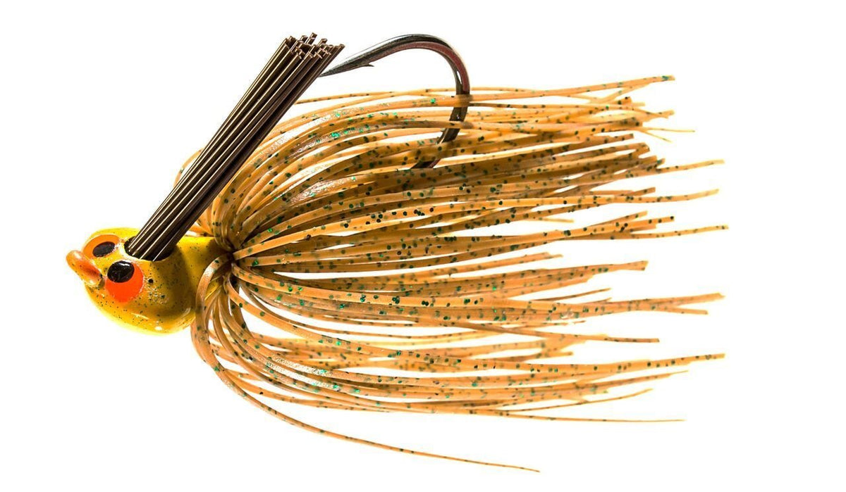 Z-Man CrossEyeZ Flipping Jig 5/8 oz Spring Pumpkin ready for shallow-water cover.