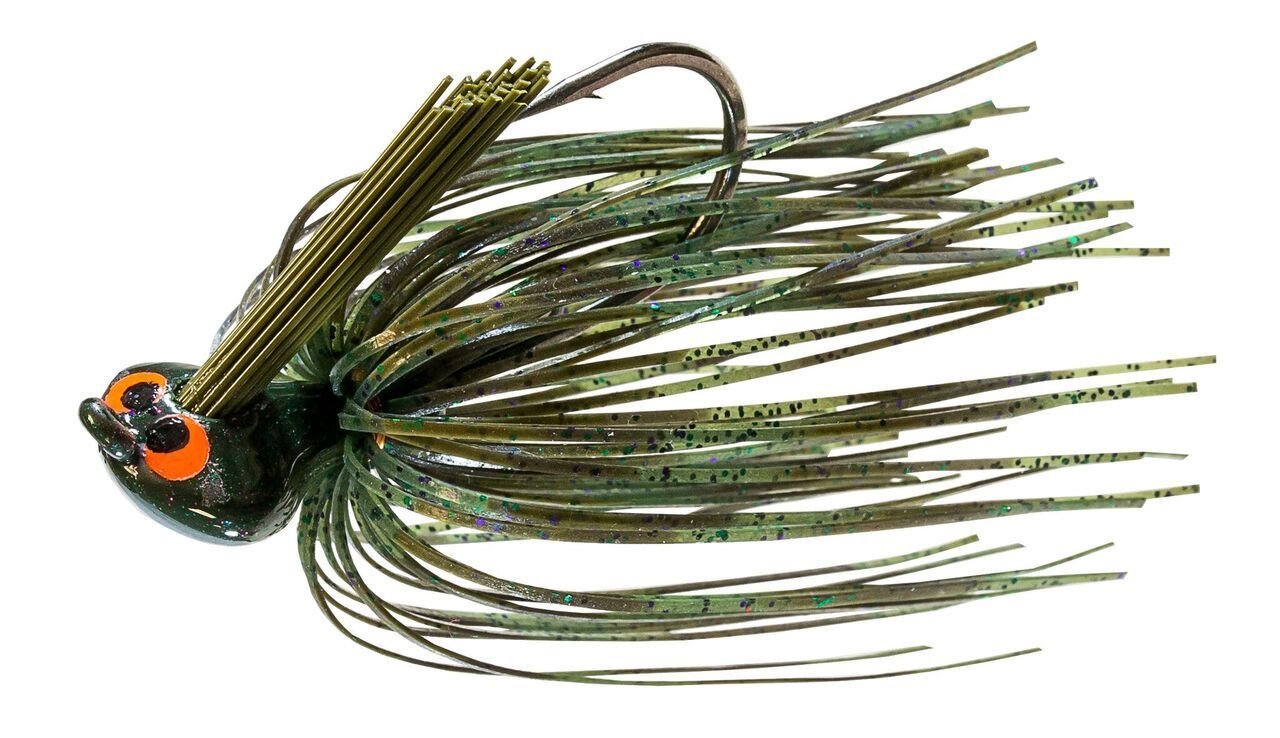 Z-Man Crosseyez flipping jig Candy Craw with cross eyes attracts bass in shallow cover