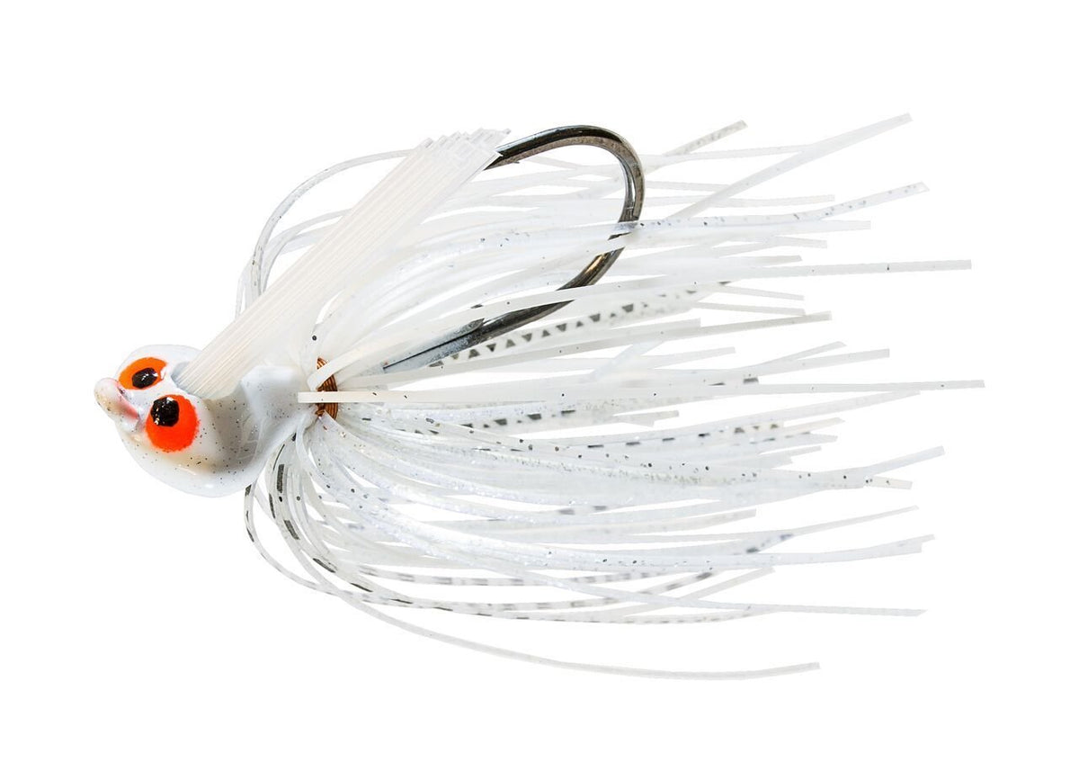 Z-MAN CrossEyeZ flipping jig in White Lightning, 3/8 oz, ideal for shallow-water flipping.